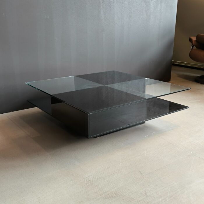 Salontafel Glas met Zwarte Vakken 