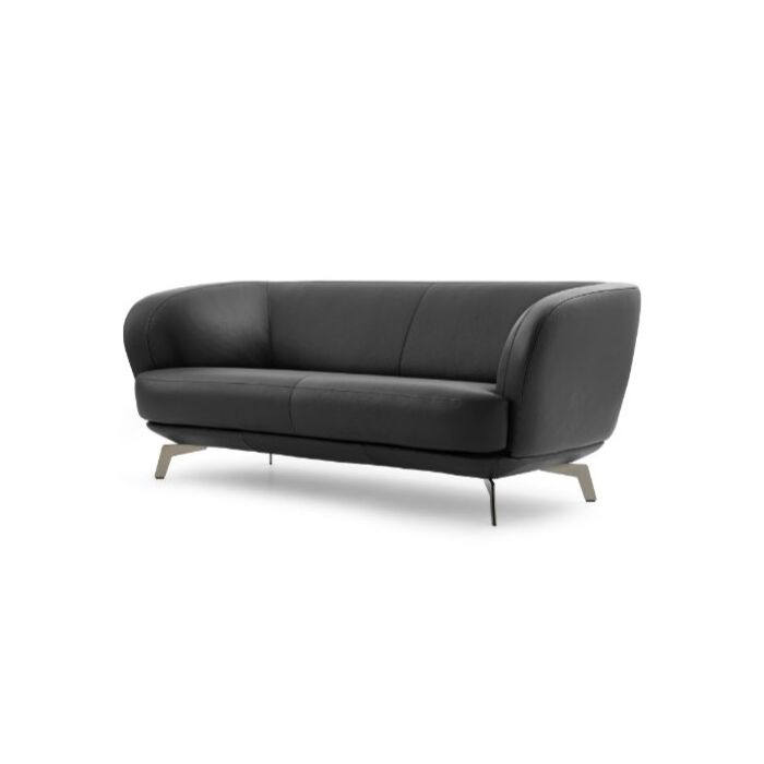 3-Zitsbank Flint Zwart Leer