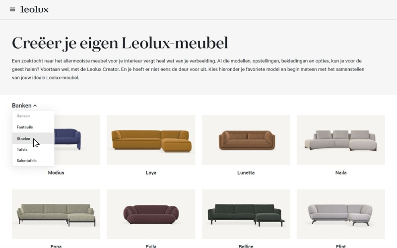 Kies de meubelcategorie